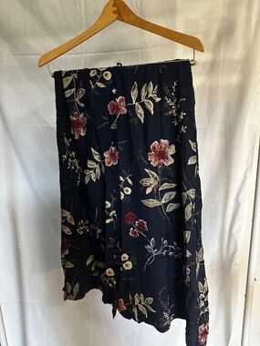 Sag Harbor Petite Navy Floral Asymmetrical Midi Skirt Rayon Boho Cottagecore M